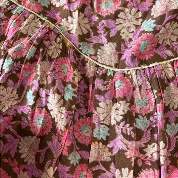 NWT Saltwater LUXE Floral Boho Mini Dress Size L Smocked Back Pockets Lined - Picture 13 of 15